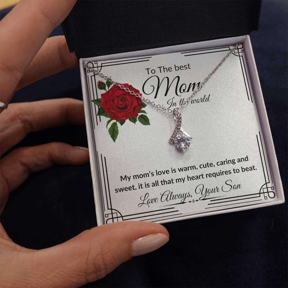 To My Mom from Son "The Best Mom" Alluring Beauty Necklace