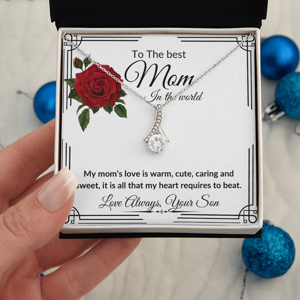 To My Mom from Son "The Best Mom" Alluring Beauty Necklace