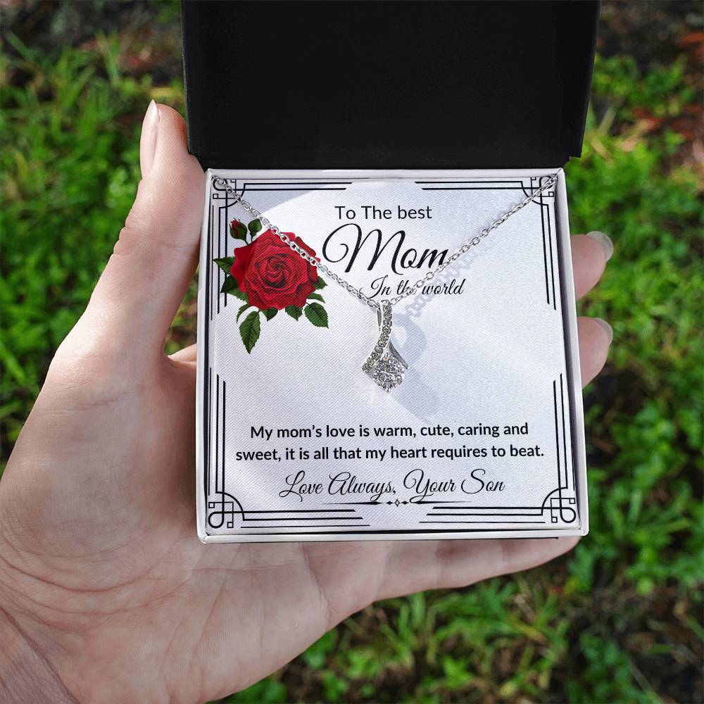 To My Mom from Son "The Best Mom" Alluring Beauty Necklace