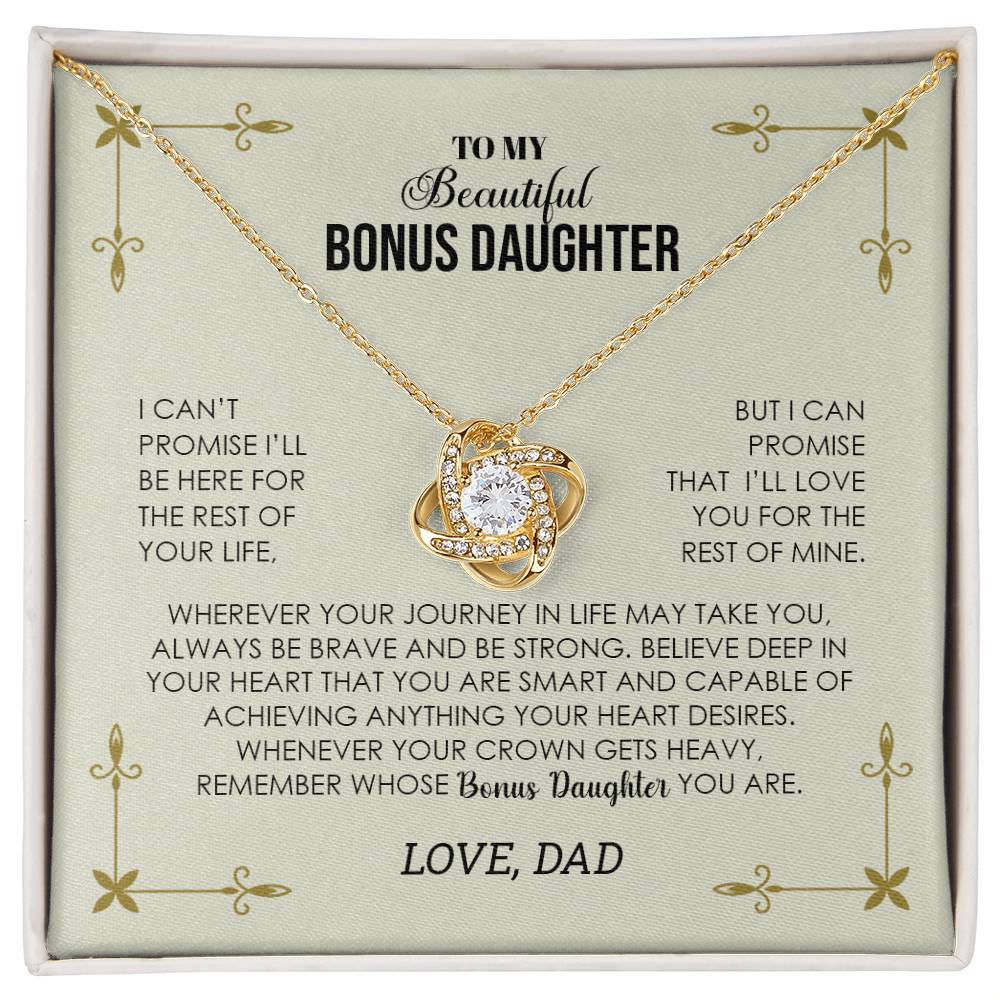 To My Bonus Daughter from Dad "Promise" Love Knot Necklace