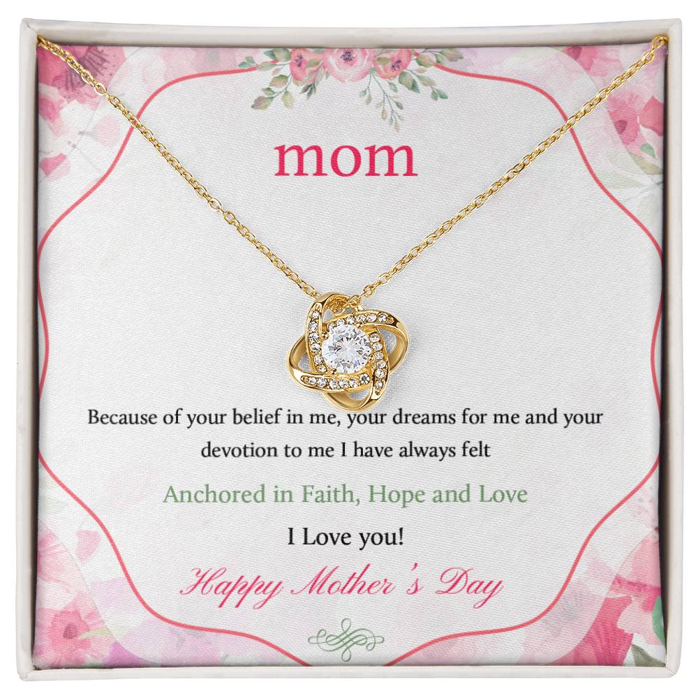 "Because of You" Happy Mother's Day Love Knot Necklace