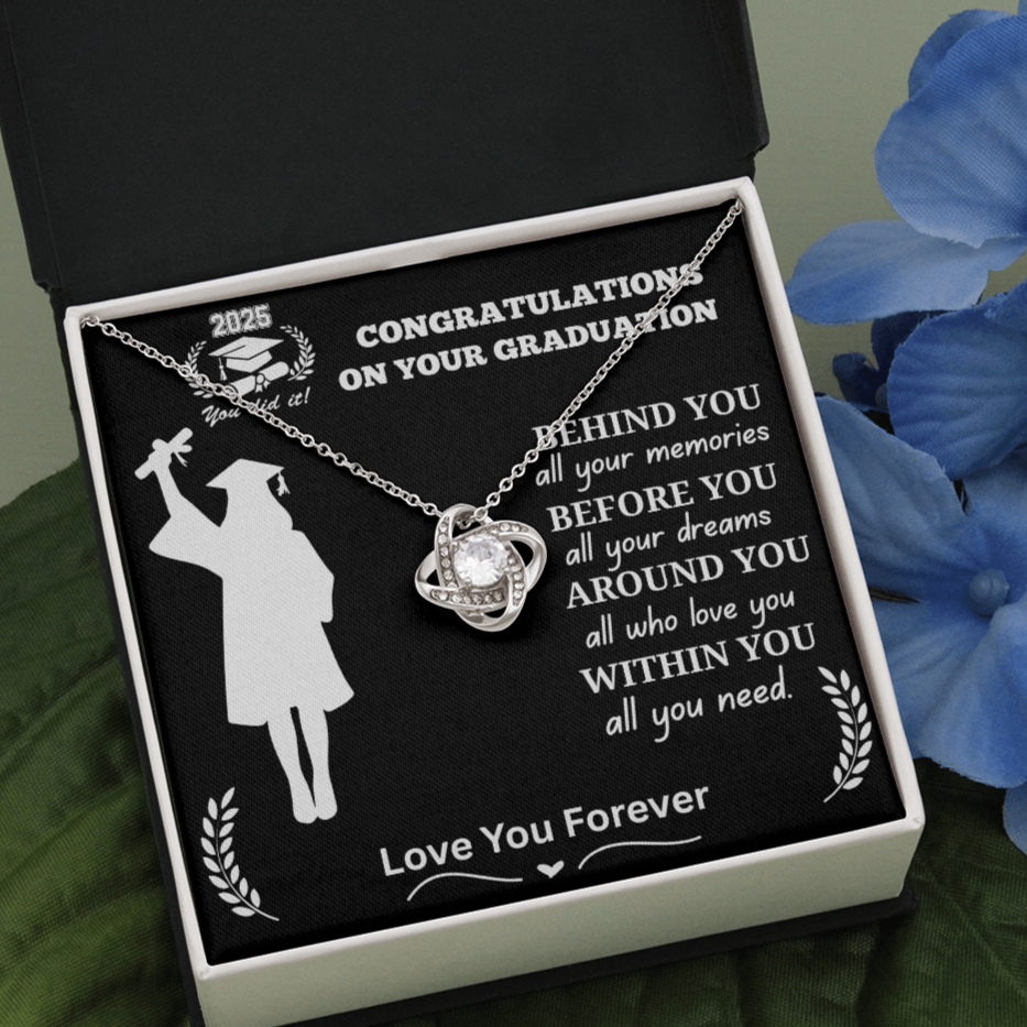 To My Daughter "Congrats on Your Graduation 2025 Graduate" Love Knot Necklace