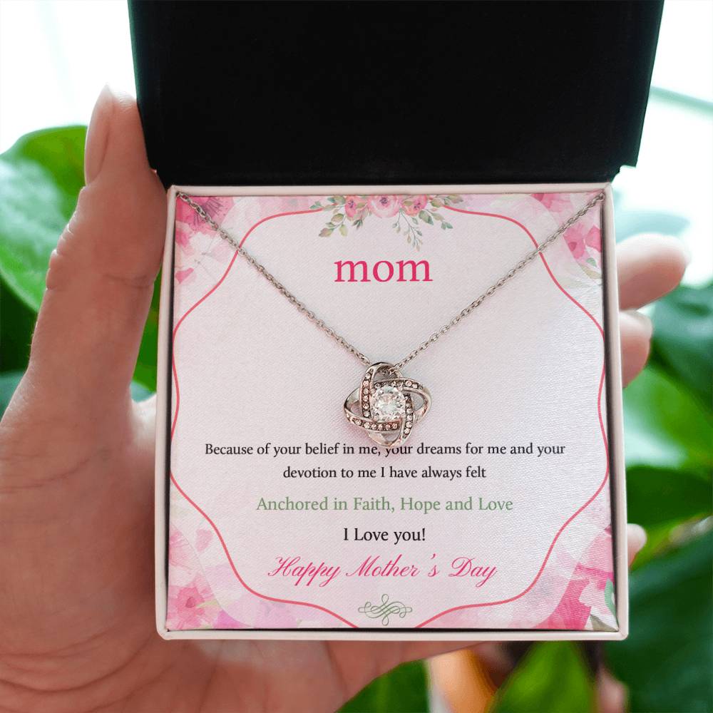 "Because of You" Happy Mother's Day Love Knot Necklace