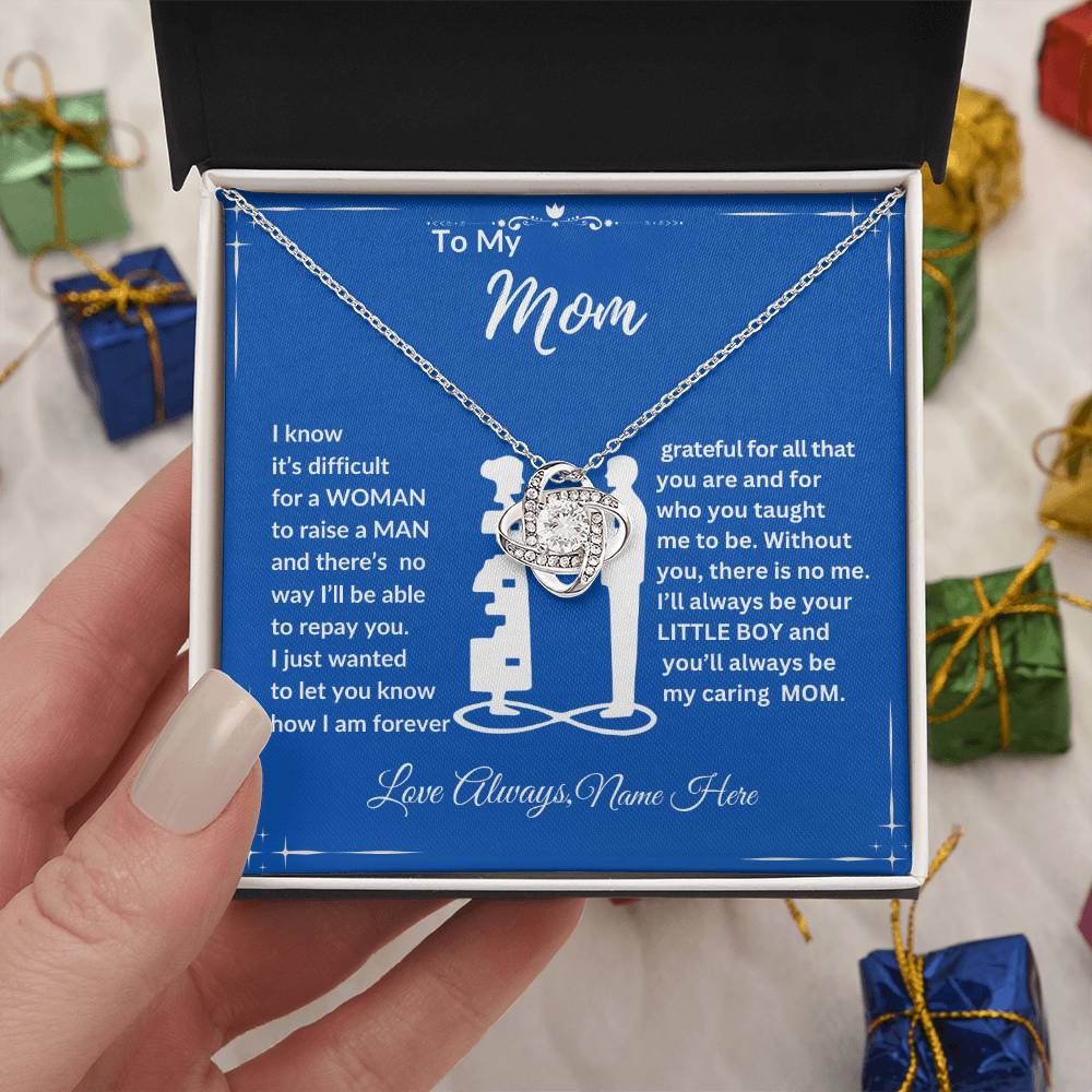 To My Mom, Happy Mother's Day "Forever Grateful" Love Knot Necklace