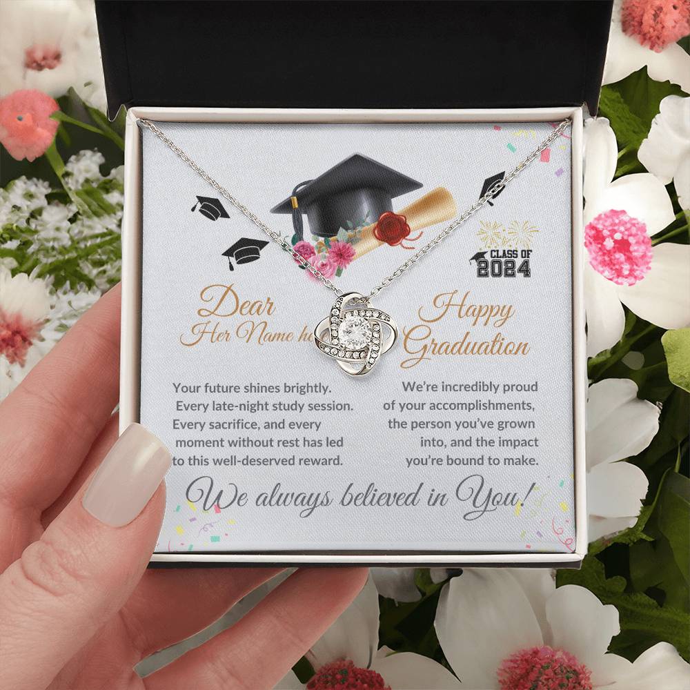 To my Daughter, Graduation Gift "Love Knot Necklace"