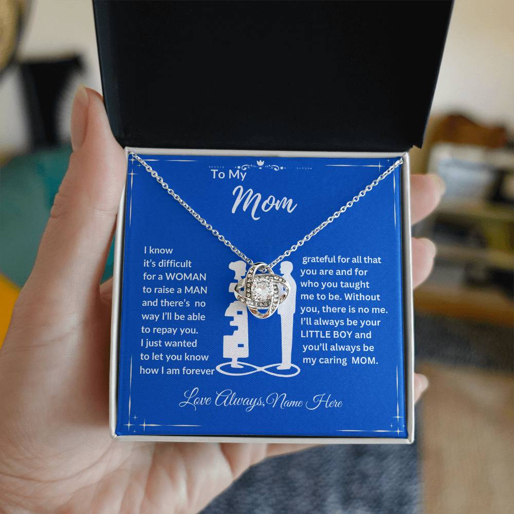 To My Mom, Happy Mother's Day "Forever Grateful" Love Knot Necklace