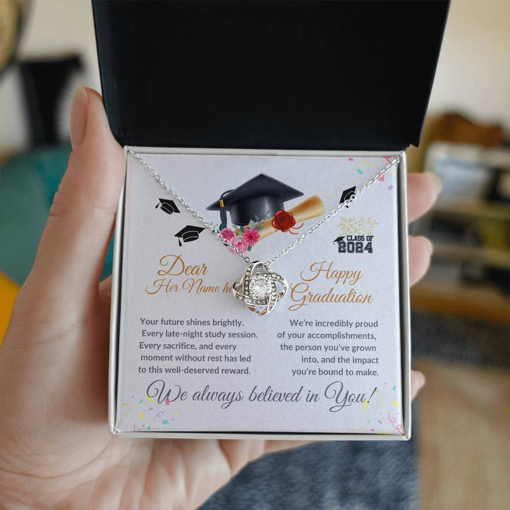 To my Daughter, Graduation Gift "Love Knot Necklace"