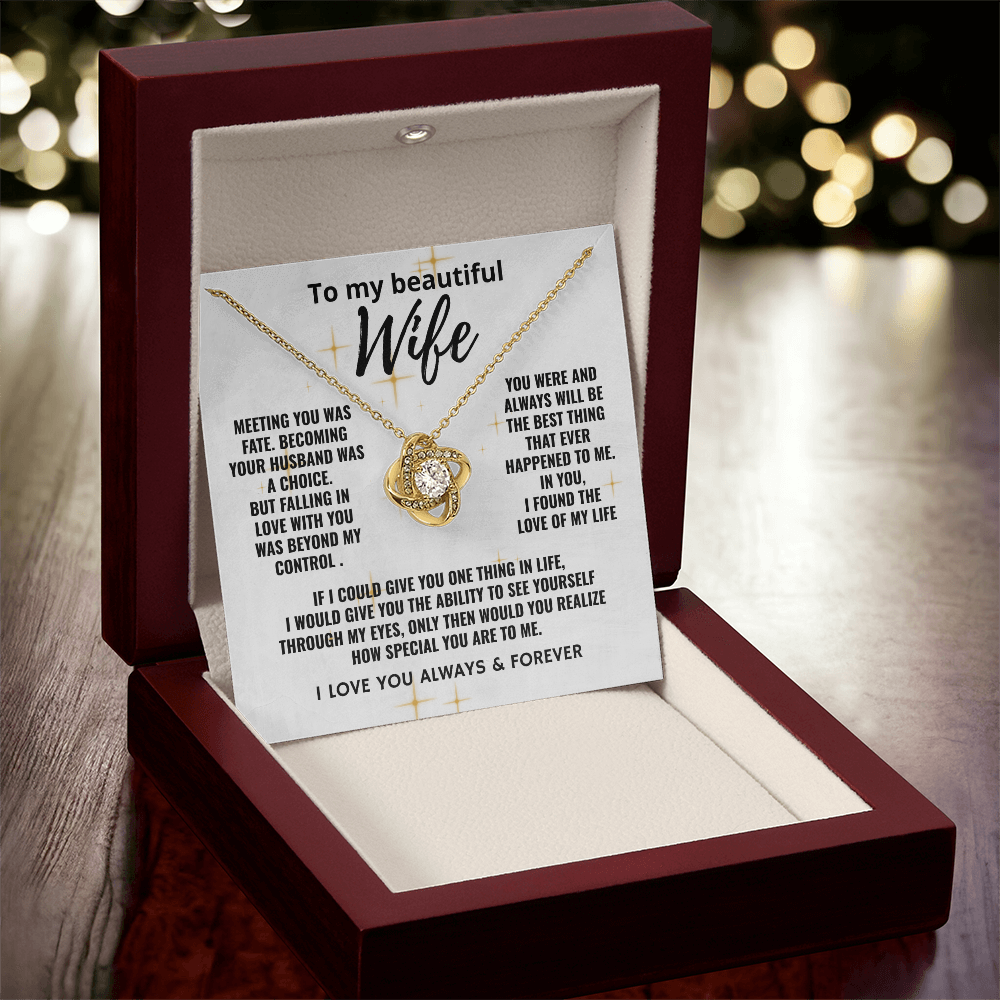 To My Beautiful Wife "Falling In Love With You" Love Knot Necklace