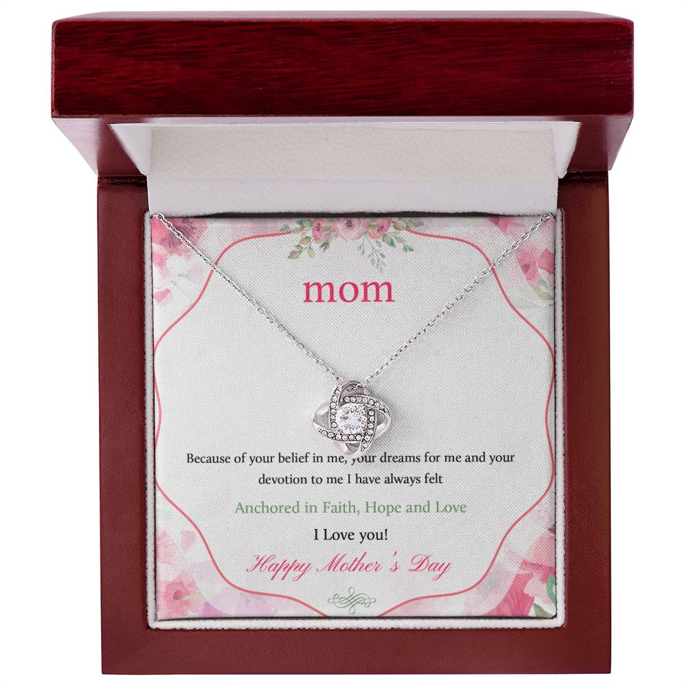 "Because of You" Happy Mother's Day Love Knot Necklace
