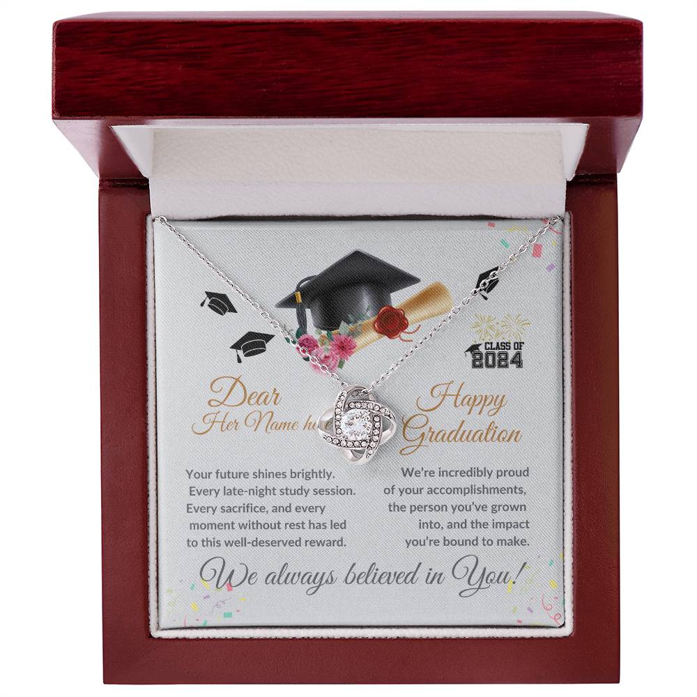 To my Daughter, Graduation Gift "Love Knot Necklace"