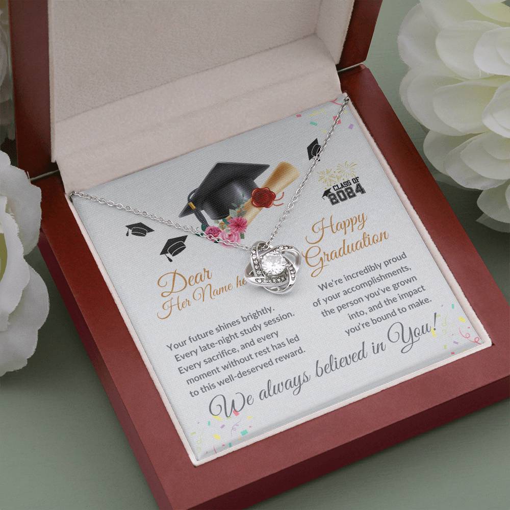 To my Daughter, Graduation Gift "Love Knot Necklace"