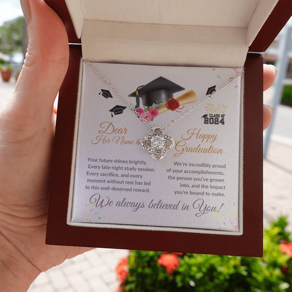 To my Daughter, Graduation Gift "Love Knot Necklace"