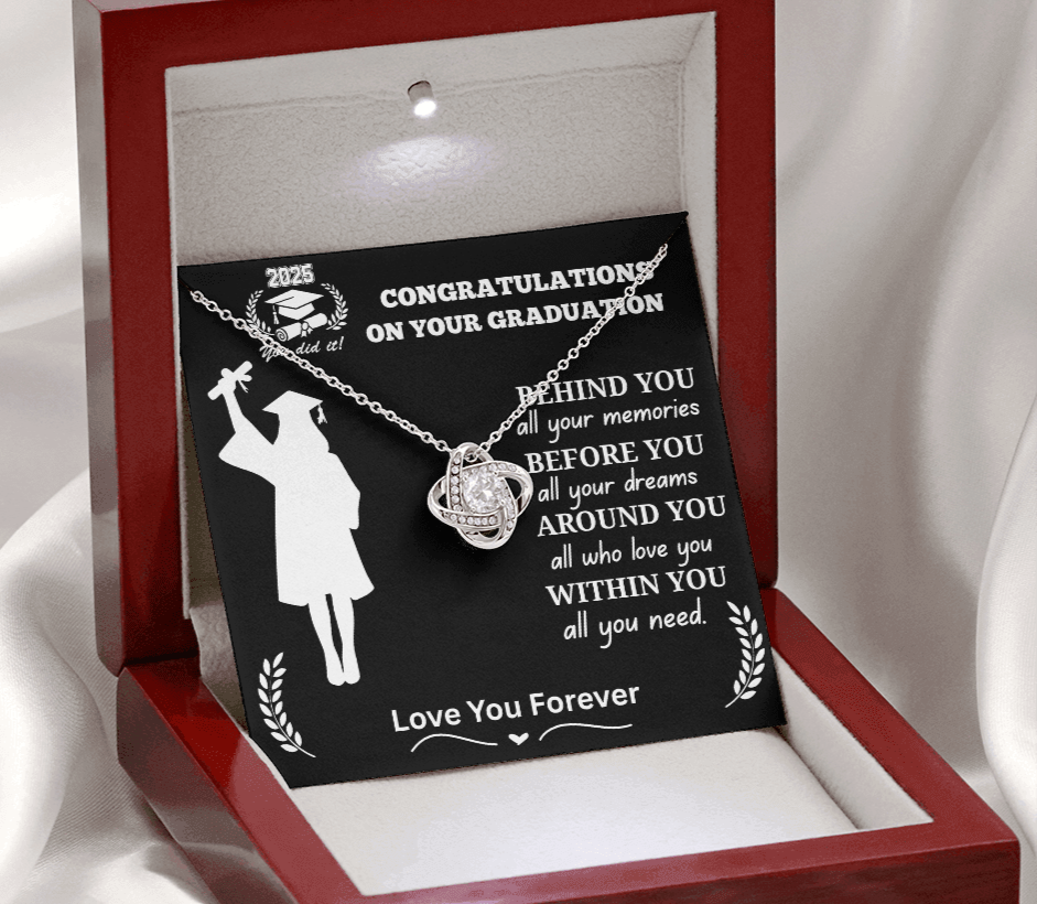 To My Daughter "Congrats on Your Graduation 2025 Graduate" Love Knot Necklace