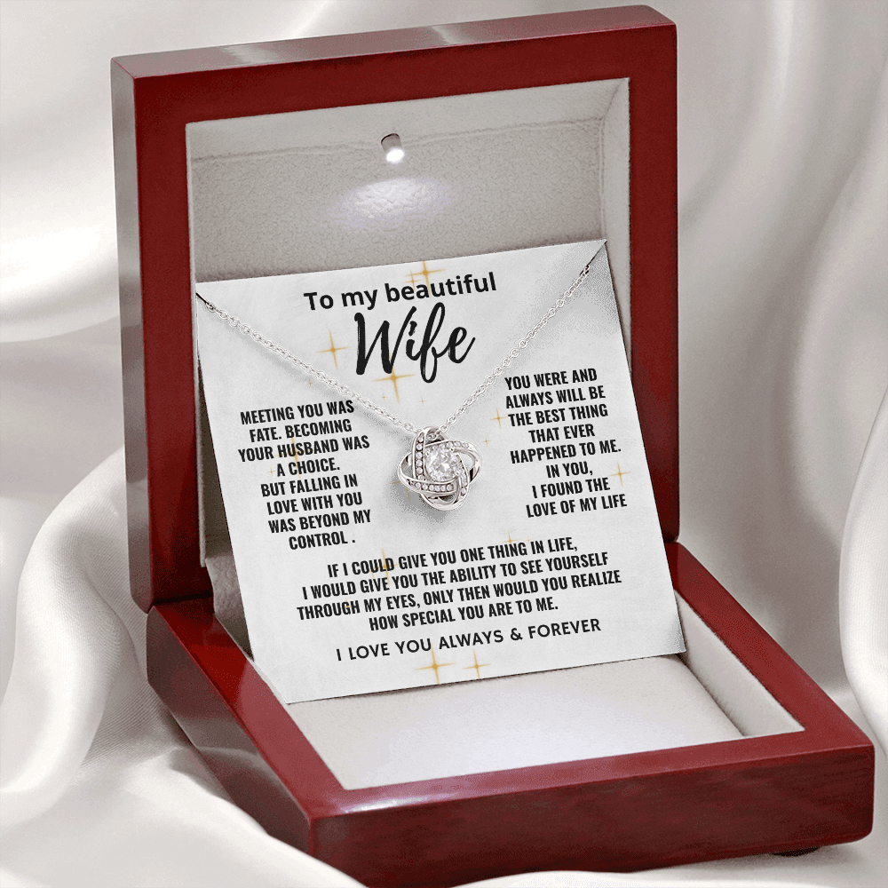 To My Beautiful Wife "Falling In Love With You" Love Knot Necklace