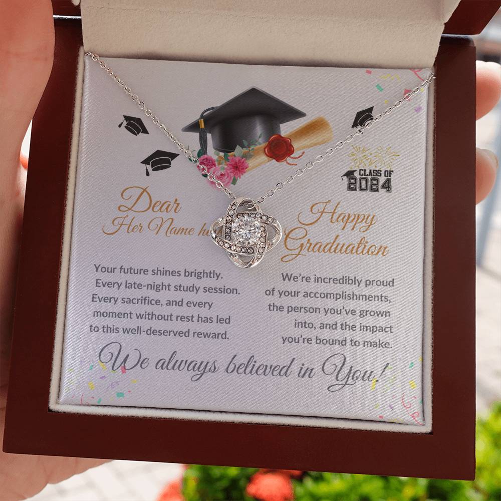 To my Daughter, Graduation Gift "Love Knot Necklace"