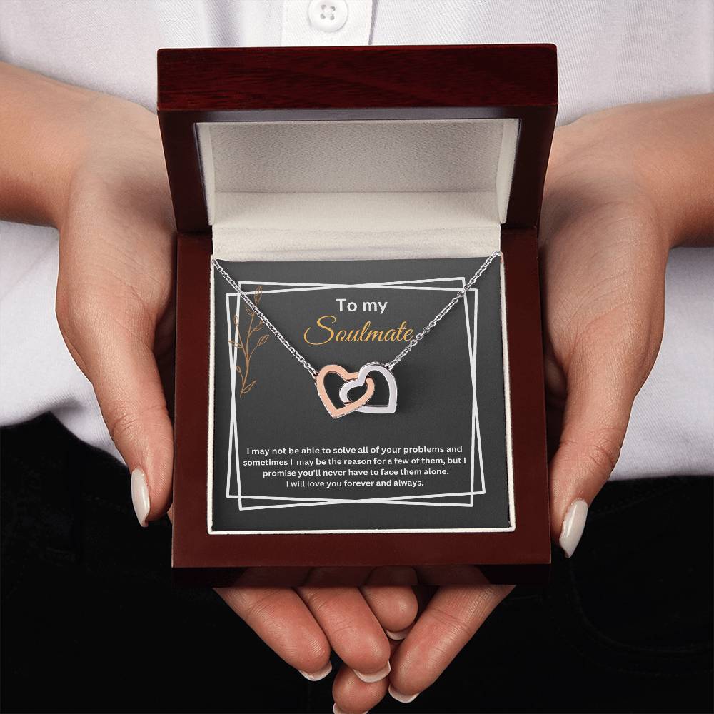 To My Soulmate "Promise" Interlocking Hearts Necklace
