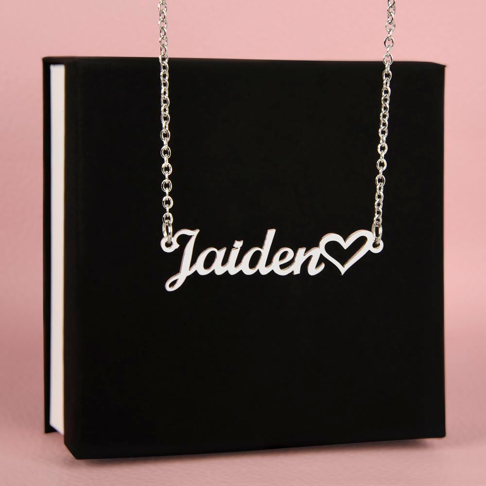 To My Unbiological Sister "You Are Loved" Name Necklace with Heart Character