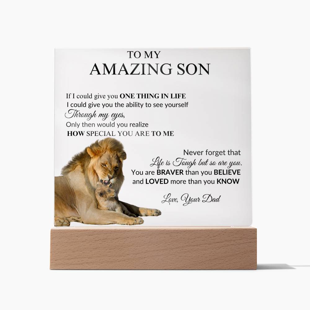 To My Son from Dad "Amazing Son" Acrylic Square Nite Lite Plaque