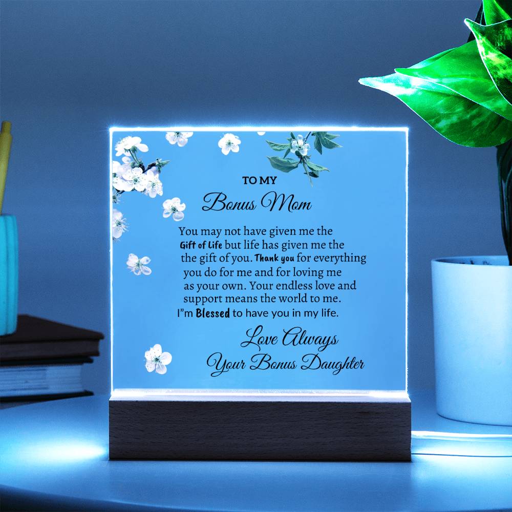 To my Bonus Mom from Daughter "I'm Blessed" Acrylic Plaque