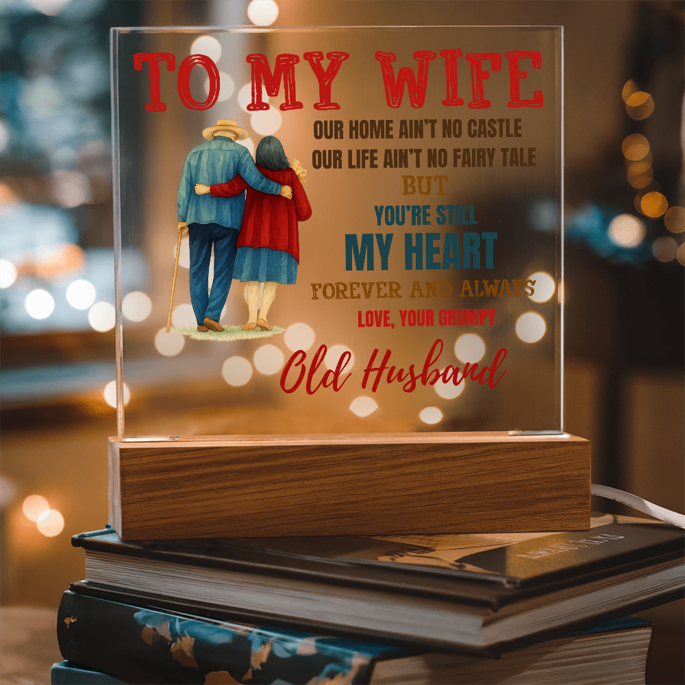 To My Wife "My Heart" Acrylic Square Nite Light
