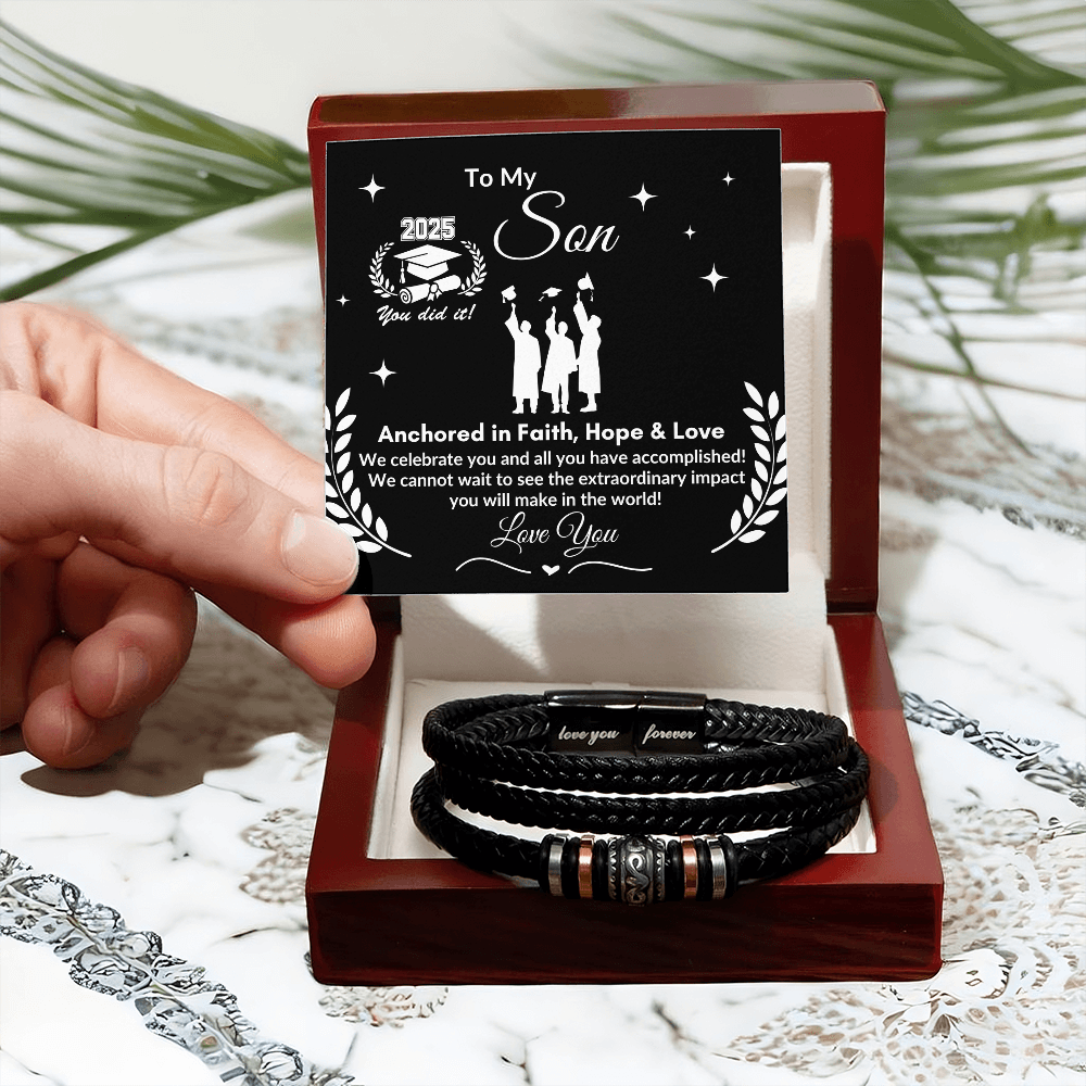 To My Son "Anchored in Faith, Hope & Love" Love You Forever Bracelet