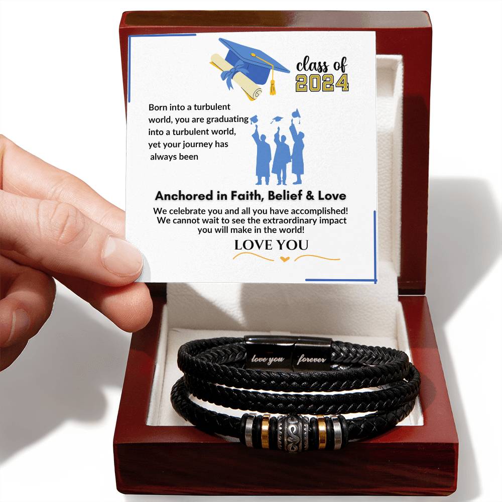 To My Son Graduation Gift "We celebrate You" Love you Forever Bracelet"