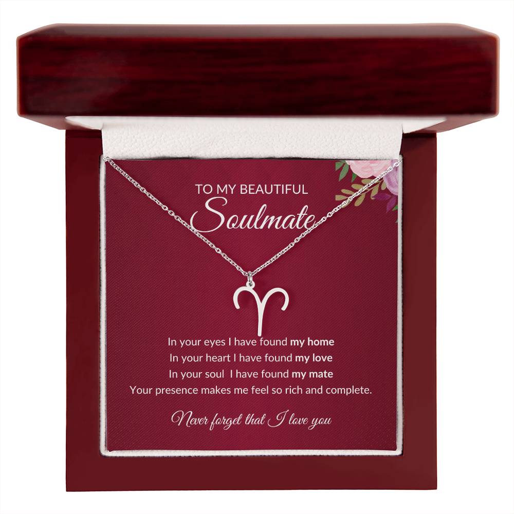To My Soulmate "I have found my Love" Zodiac Symbol Necklace