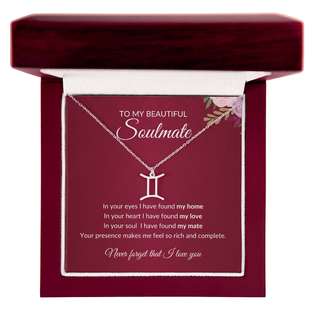 To My Soulmate "I have found my Love" Zodiac Symbol Necklace