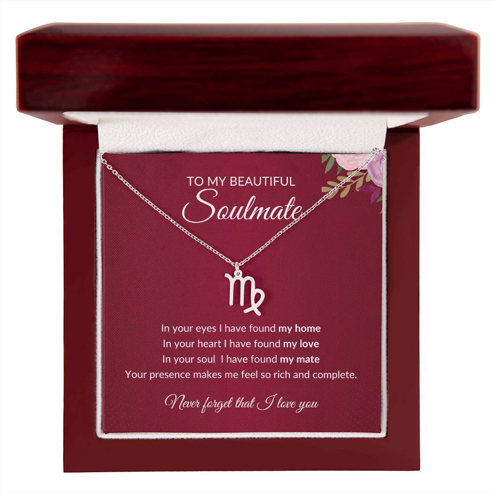 To My Soulmate "I have found my Love" Zodiac Symbol Necklace