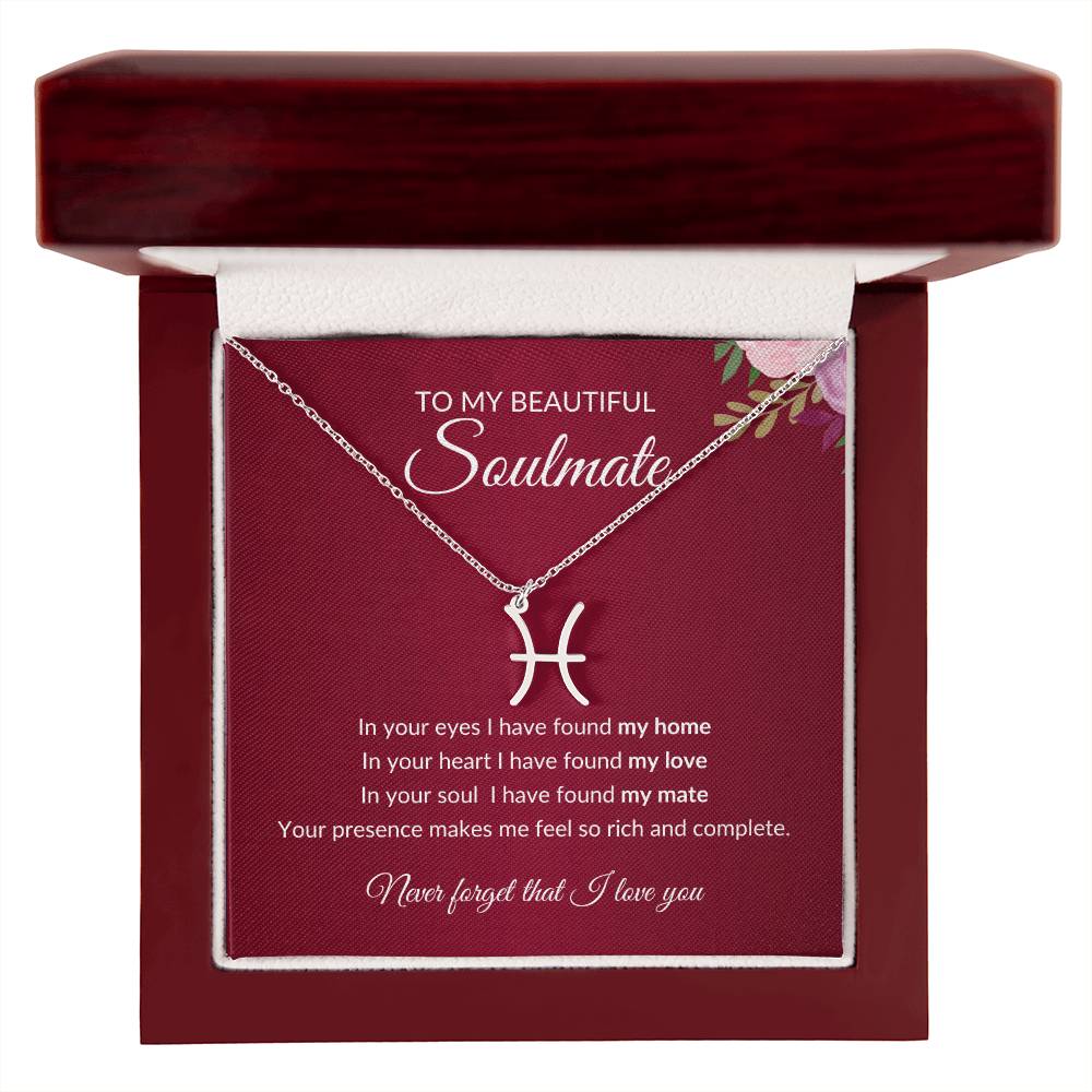 To My Soulmate "I have found my Love" Zodiac Symbol Necklace