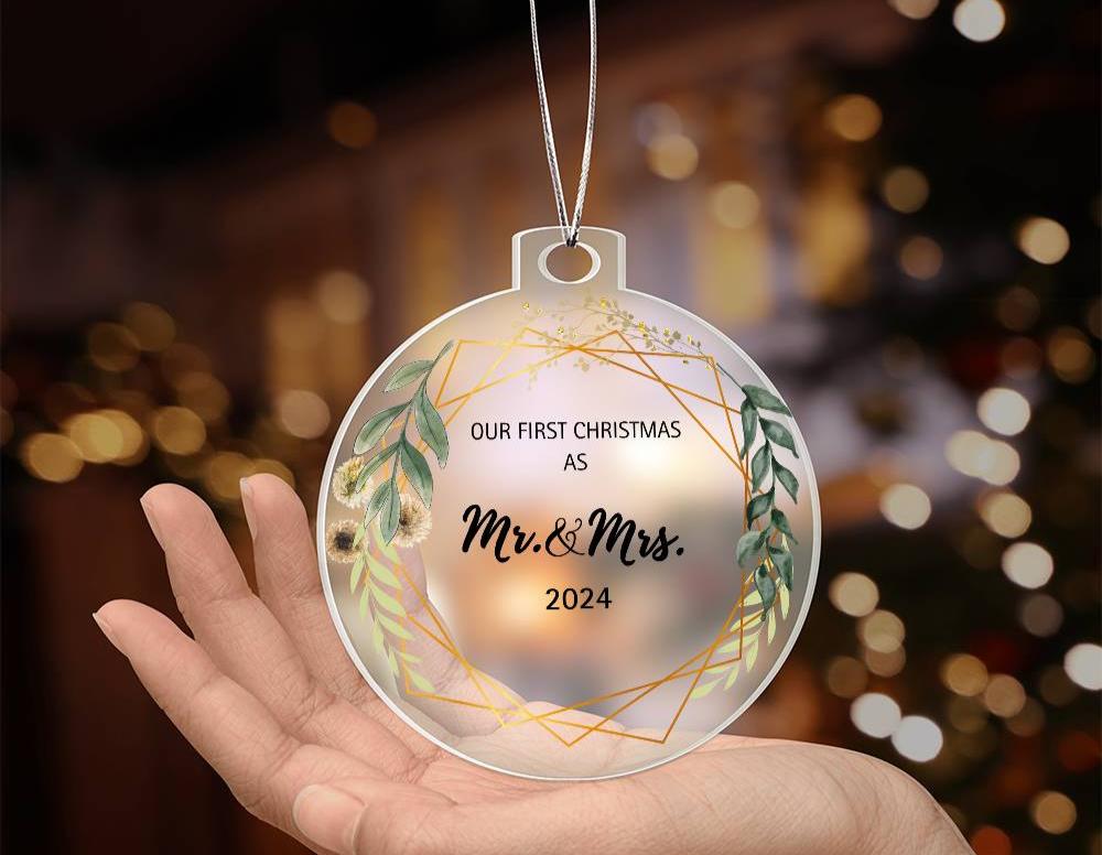 Mr. & Mrs. First Christmas Acrylic Ornament