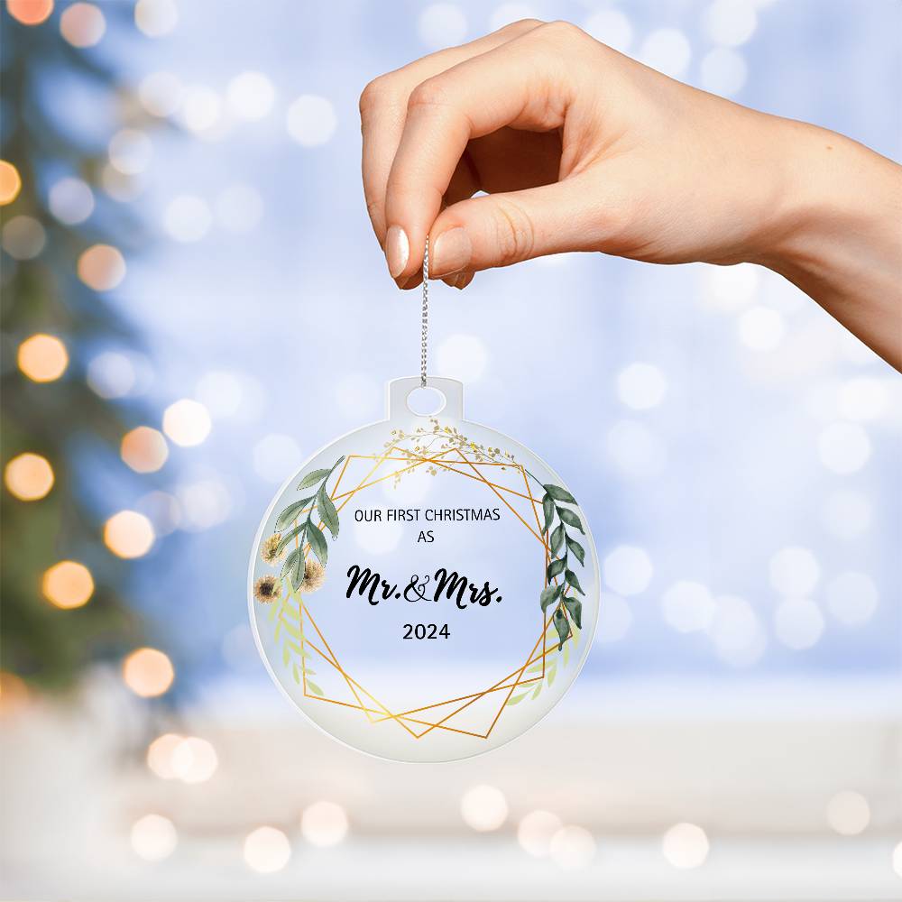 Mr. & Mrs. First Christmas Acrylic Ornament