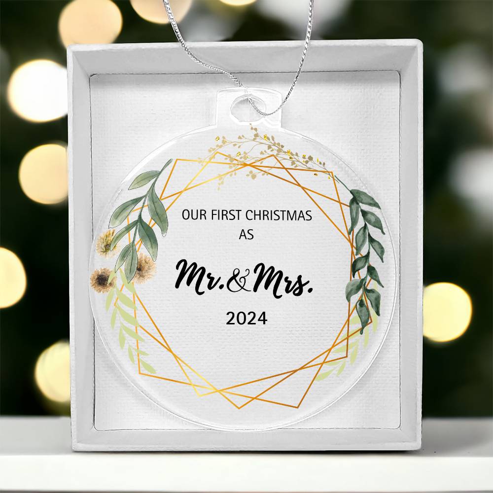Mr. & Mrs. First Christmas Acrylic Ornament