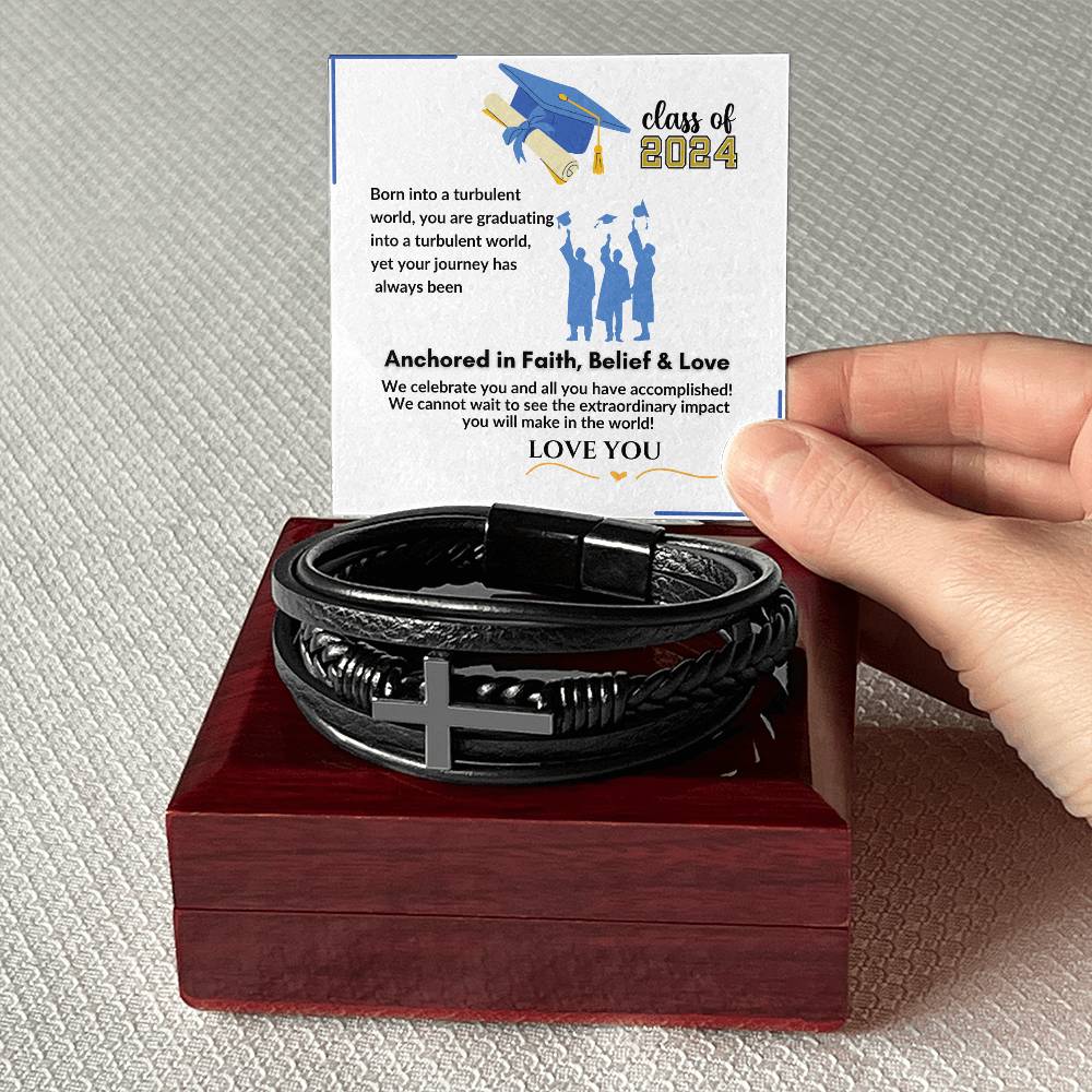 For the Graduate "Faith, Belief & Love" Cross Bracelet