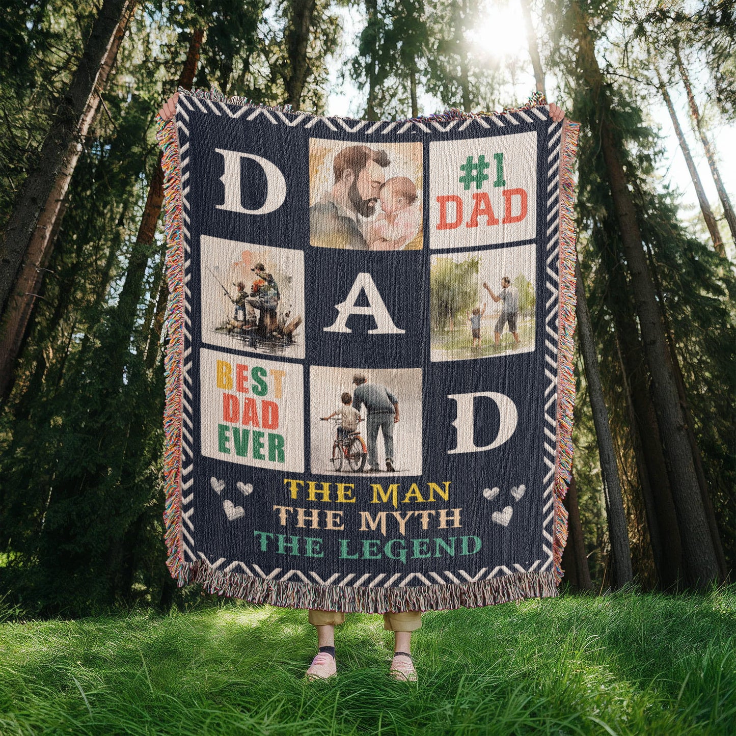 To Dad "The Man, The Myth, The Legend" Heirloom Woven Blanket 50x60