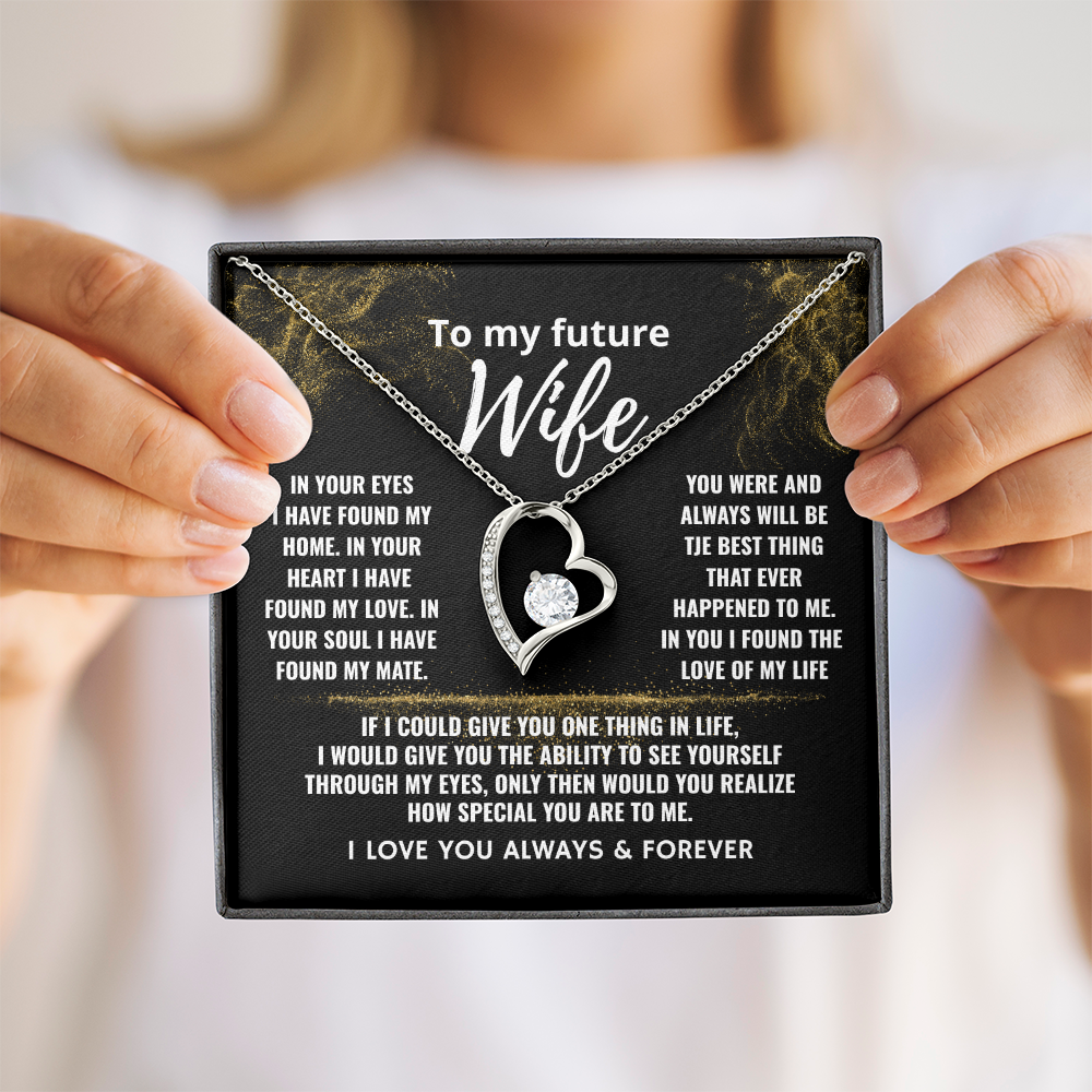 To My Future Wife "In Your Eyes I Found My Home" Love Knot Necklace