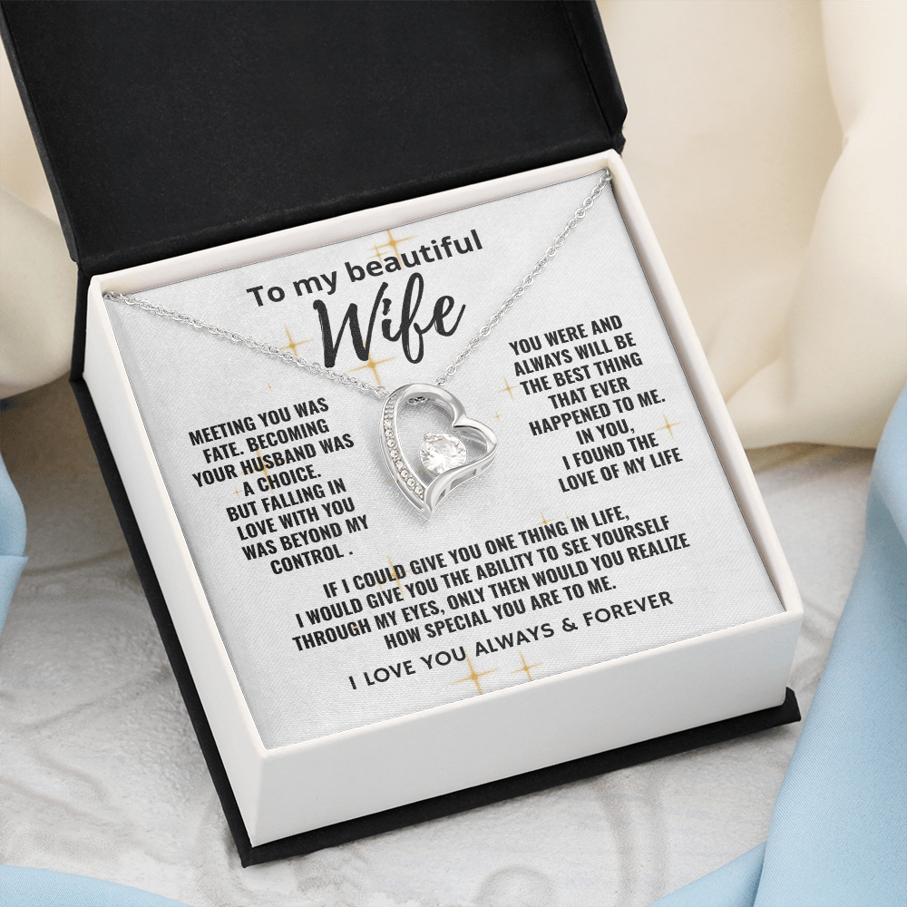To My Beautiful Wife "The Love of My Life" Forever Love Necklace