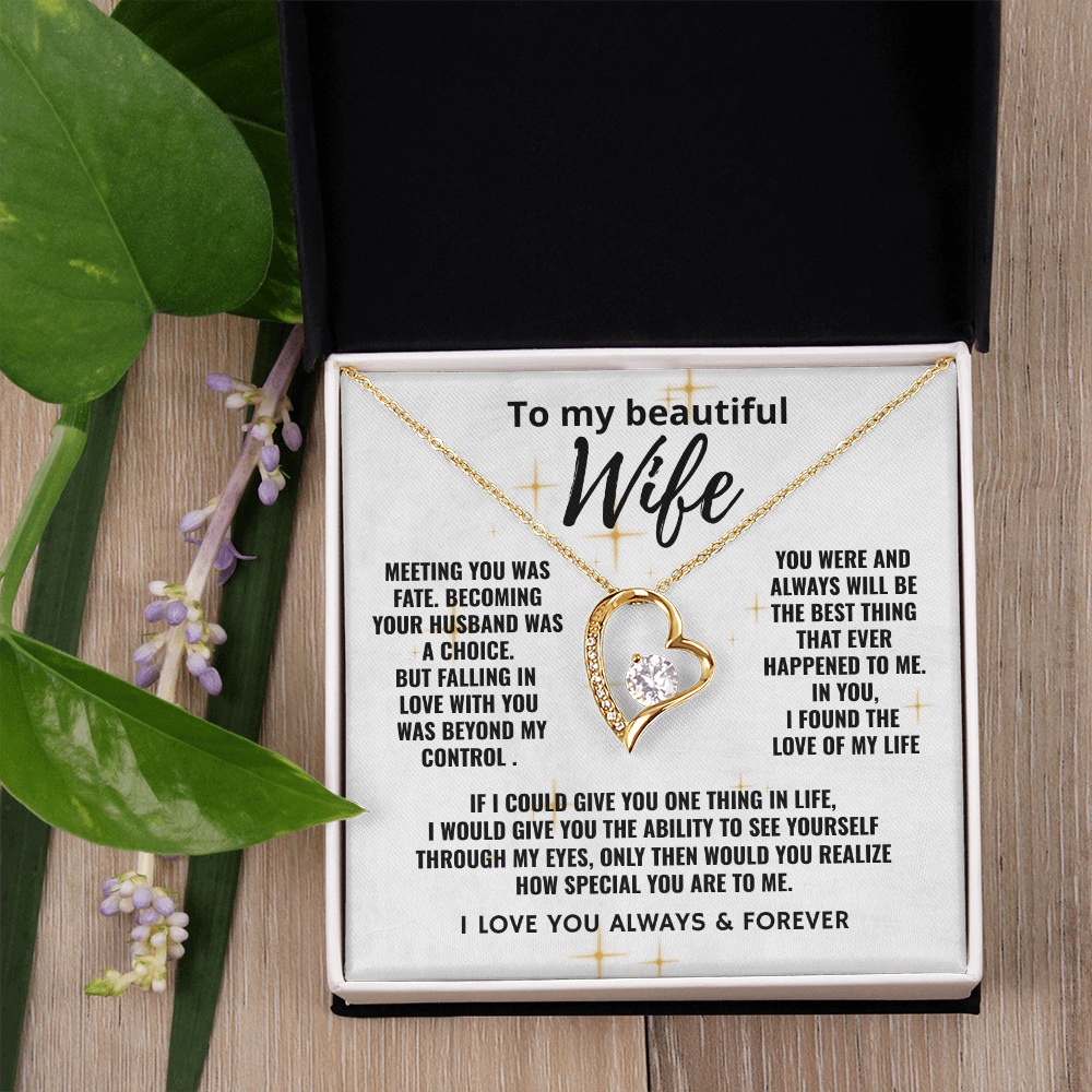 To My Beautiful Wife "The Love of My Life" Forever Love Necklace