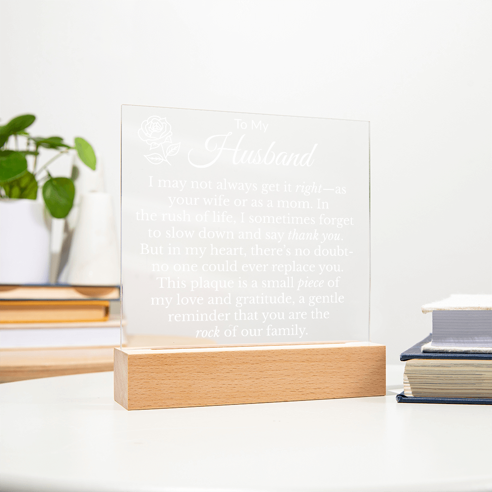 To My Husband "Rock of the Family" Acrylic Square Nite Light