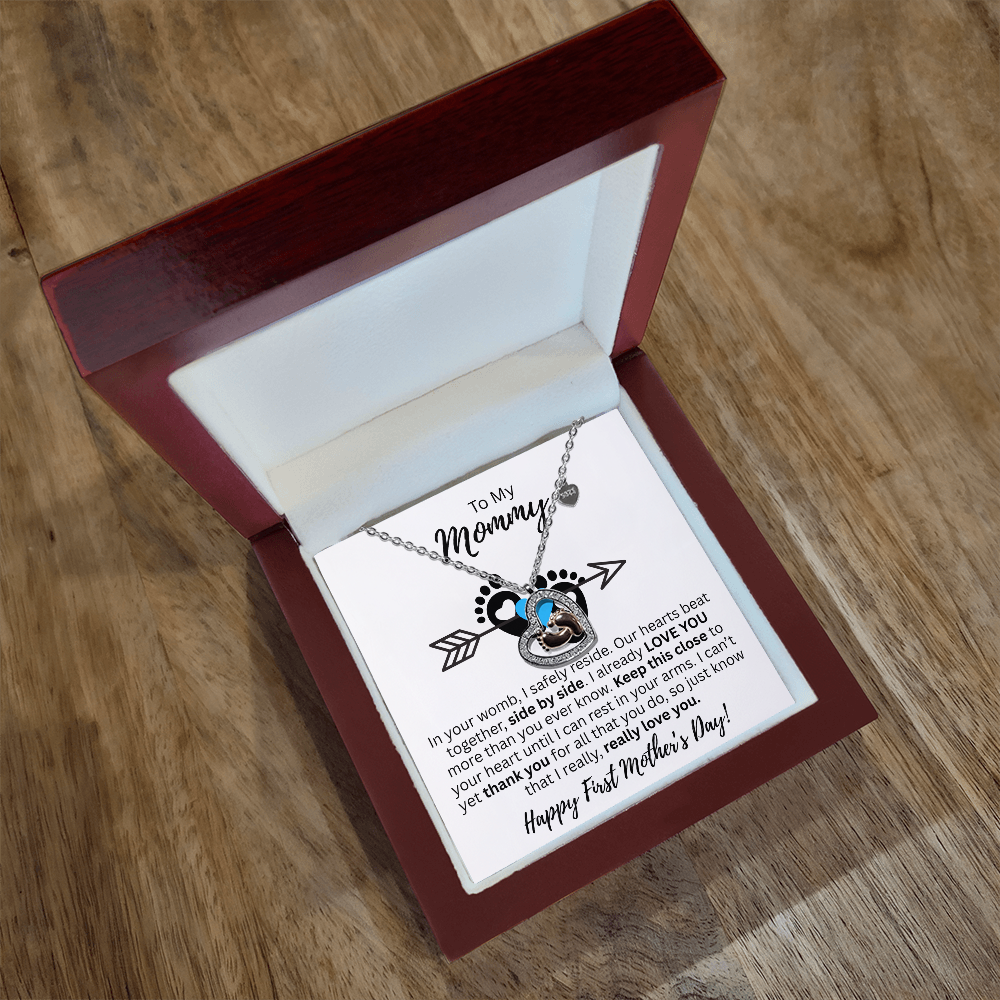 Mommy's 1st Mother's Day Baby Feet Heart Necklace!