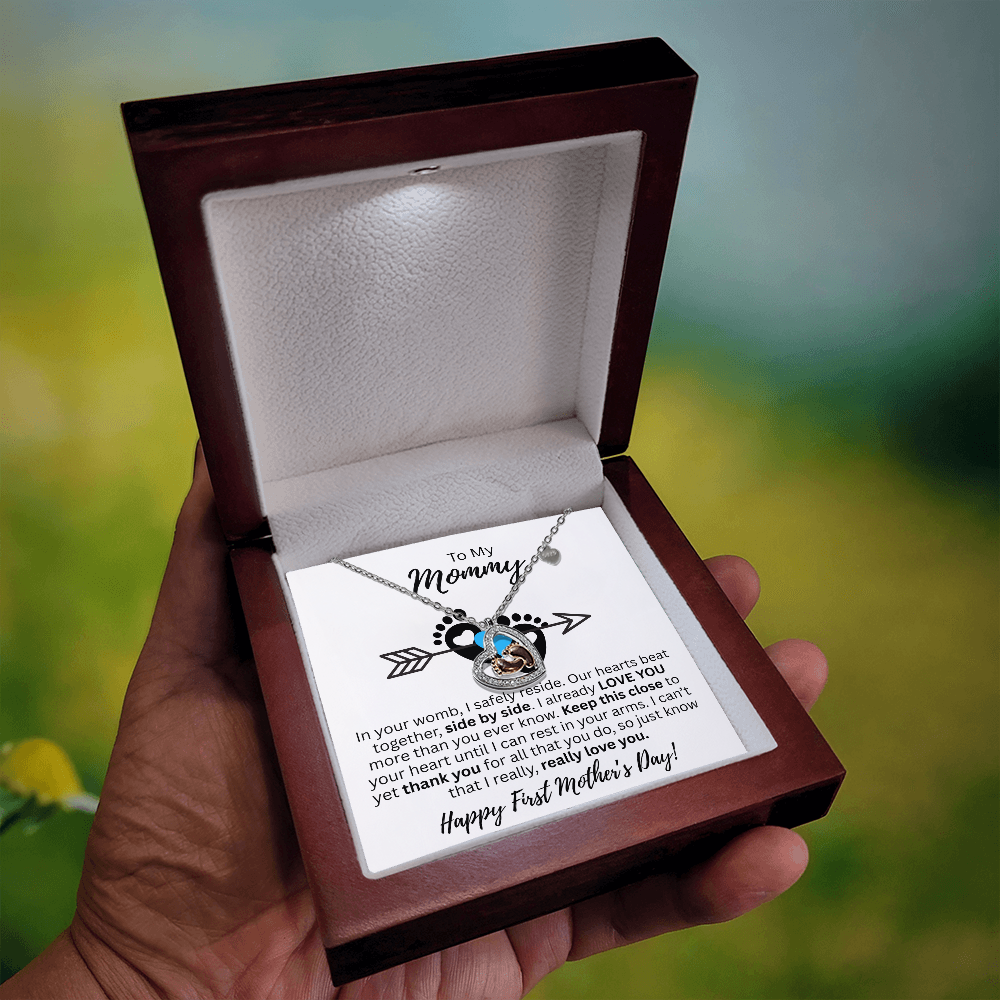 Mommy's 1st Mother's Day Baby Feet Heart Necklace!