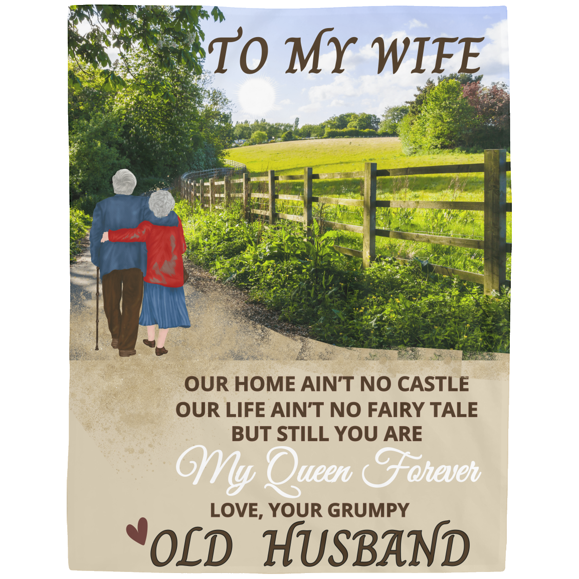 To My Wife "My Queen Forever" Plush Fleece Blanket