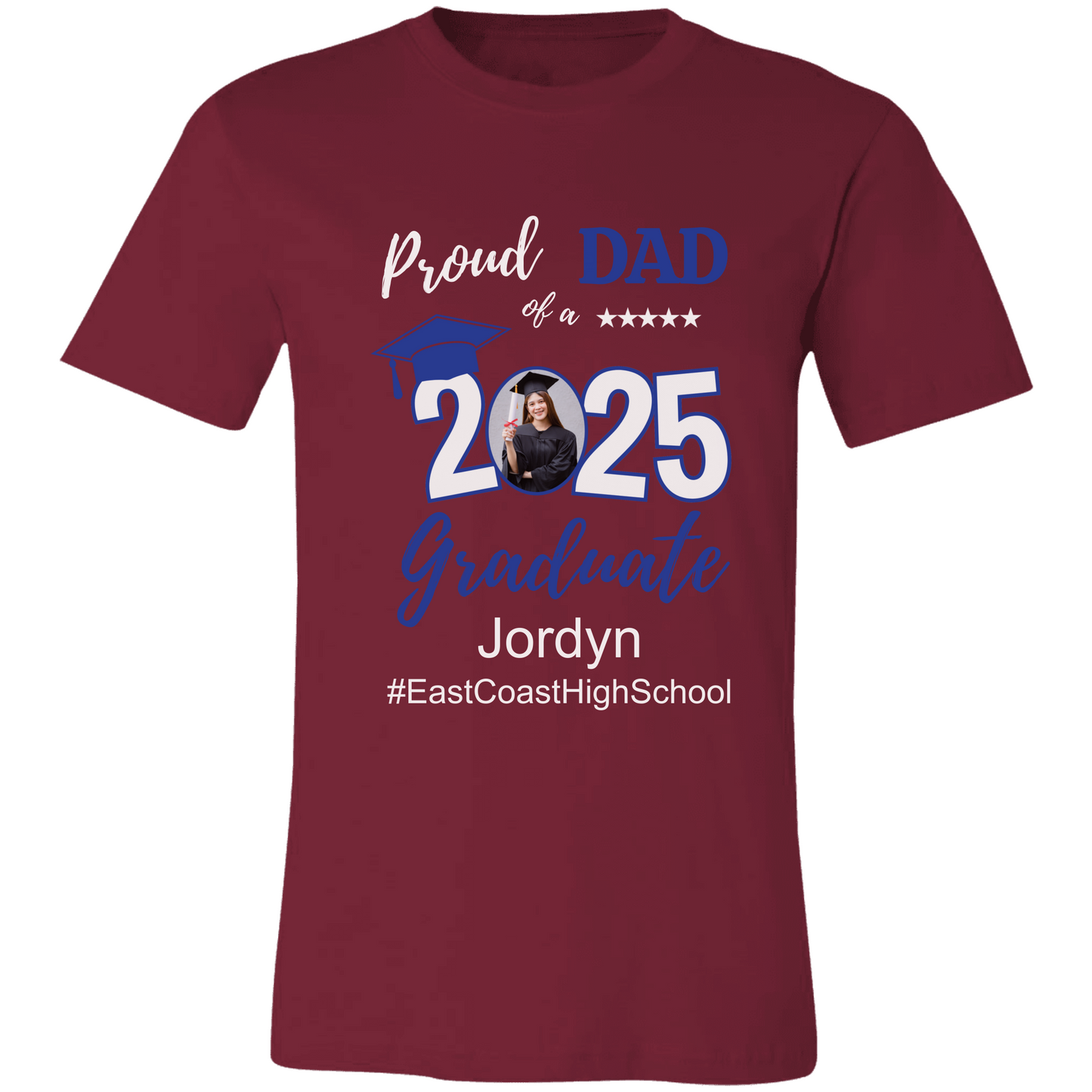 Proud Family T-Shirt, Personalized 2025 Grad Tees, 2025 Graduate Custom Photo Graduate Tee