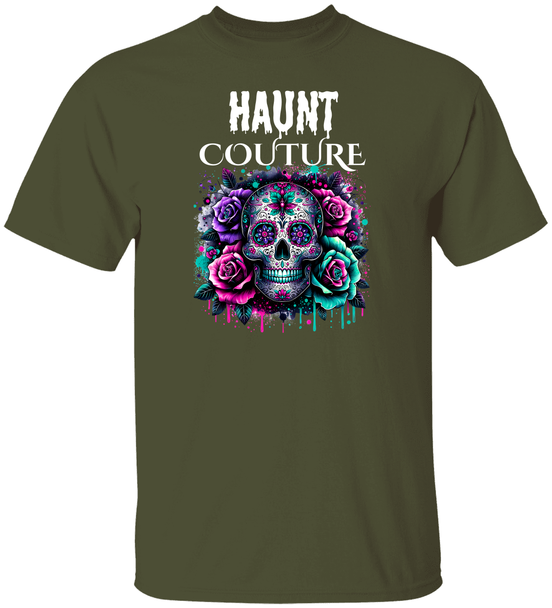 Skull & Roses Graphic Halloween Tee Haunt Couture reveal.”