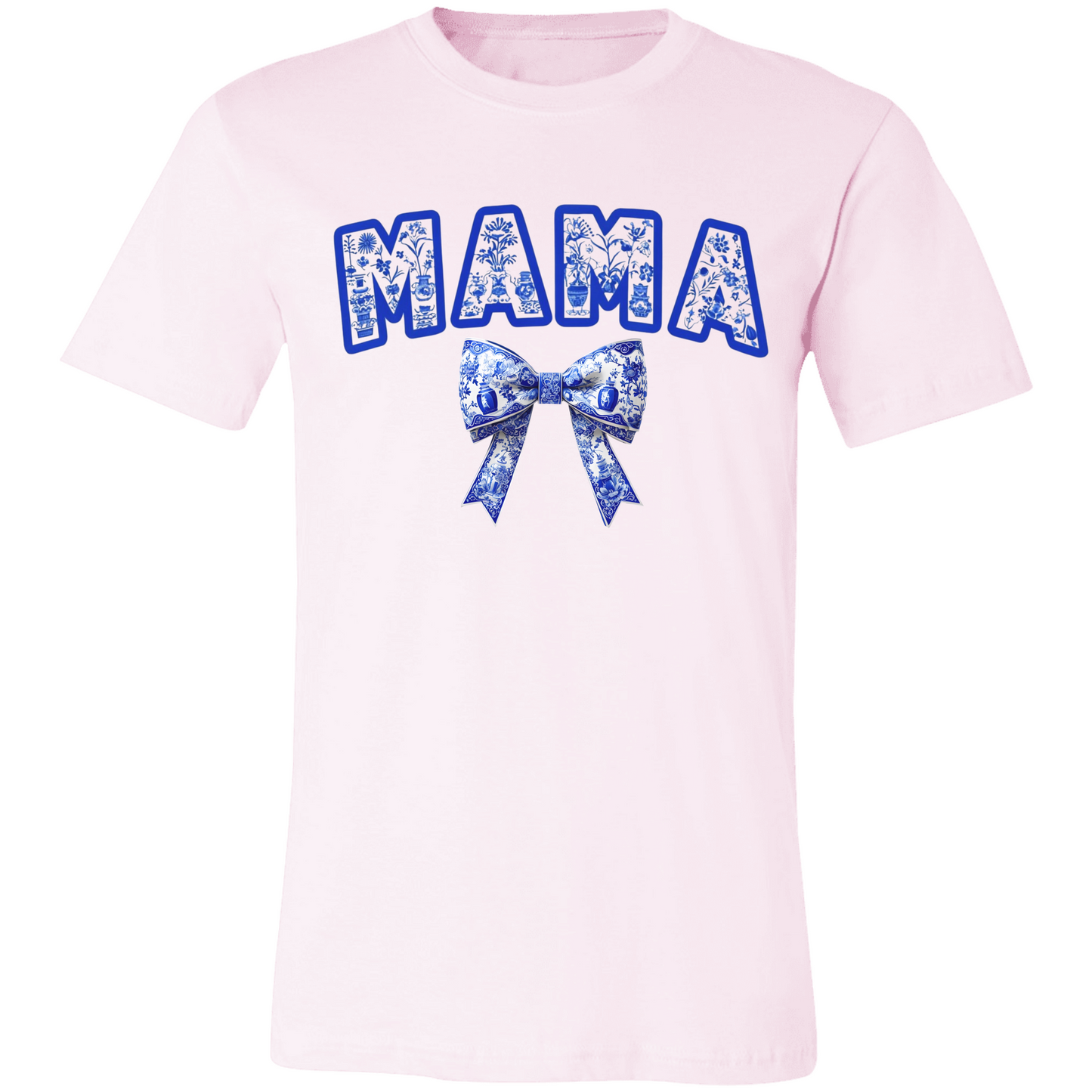 Mama Shirt, Cute Floral Mama Shirt, Blue Ribbon Shirt, Floral Mom Tee, Coquette