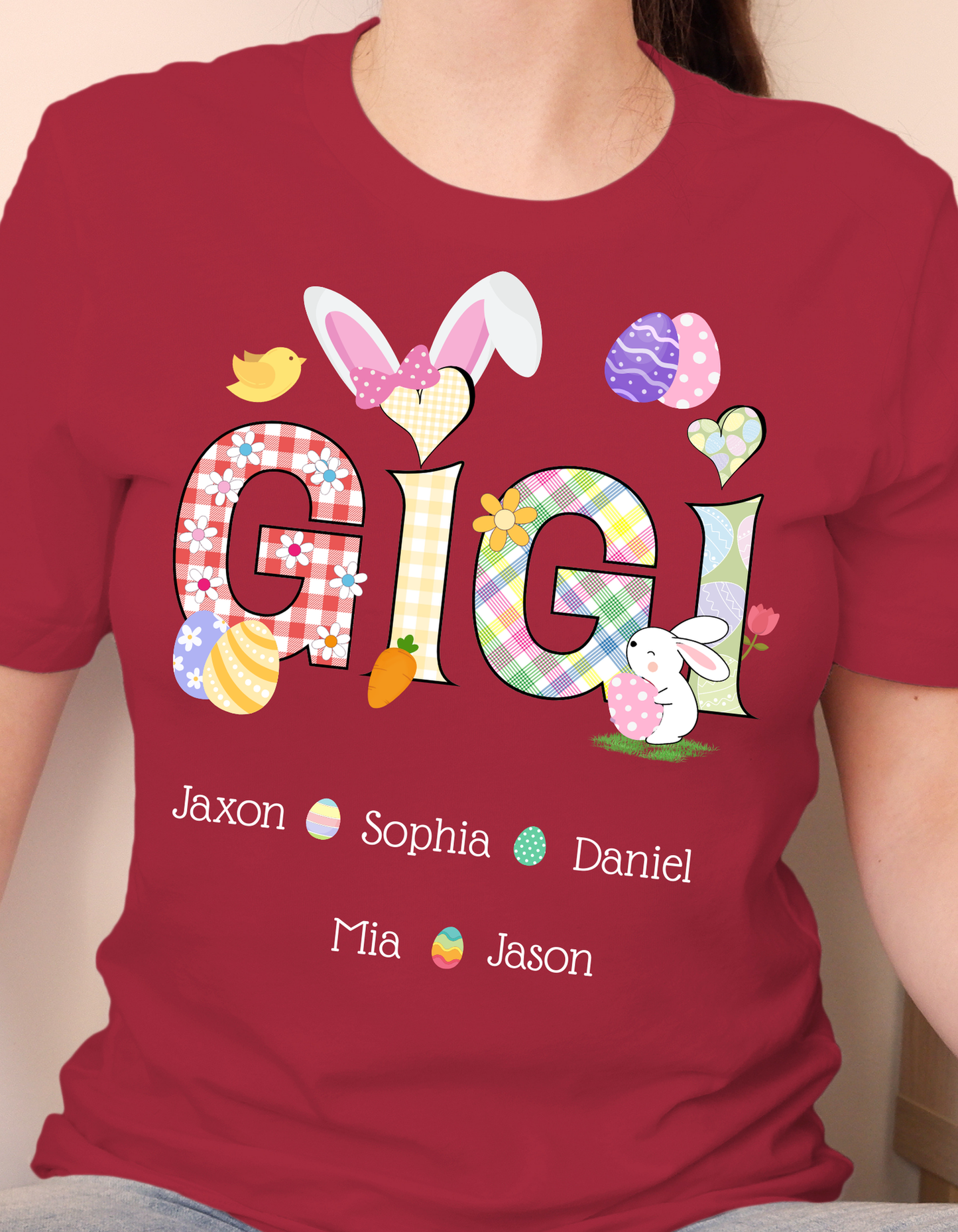 Personalized Easter Bunny GIGI Custom GIGI And Grandkids T-Shirt