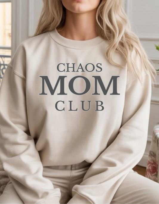 Chaos Mom Club Crewneck Sweatshirt– Cozy Everyday Mom Life Crewneck