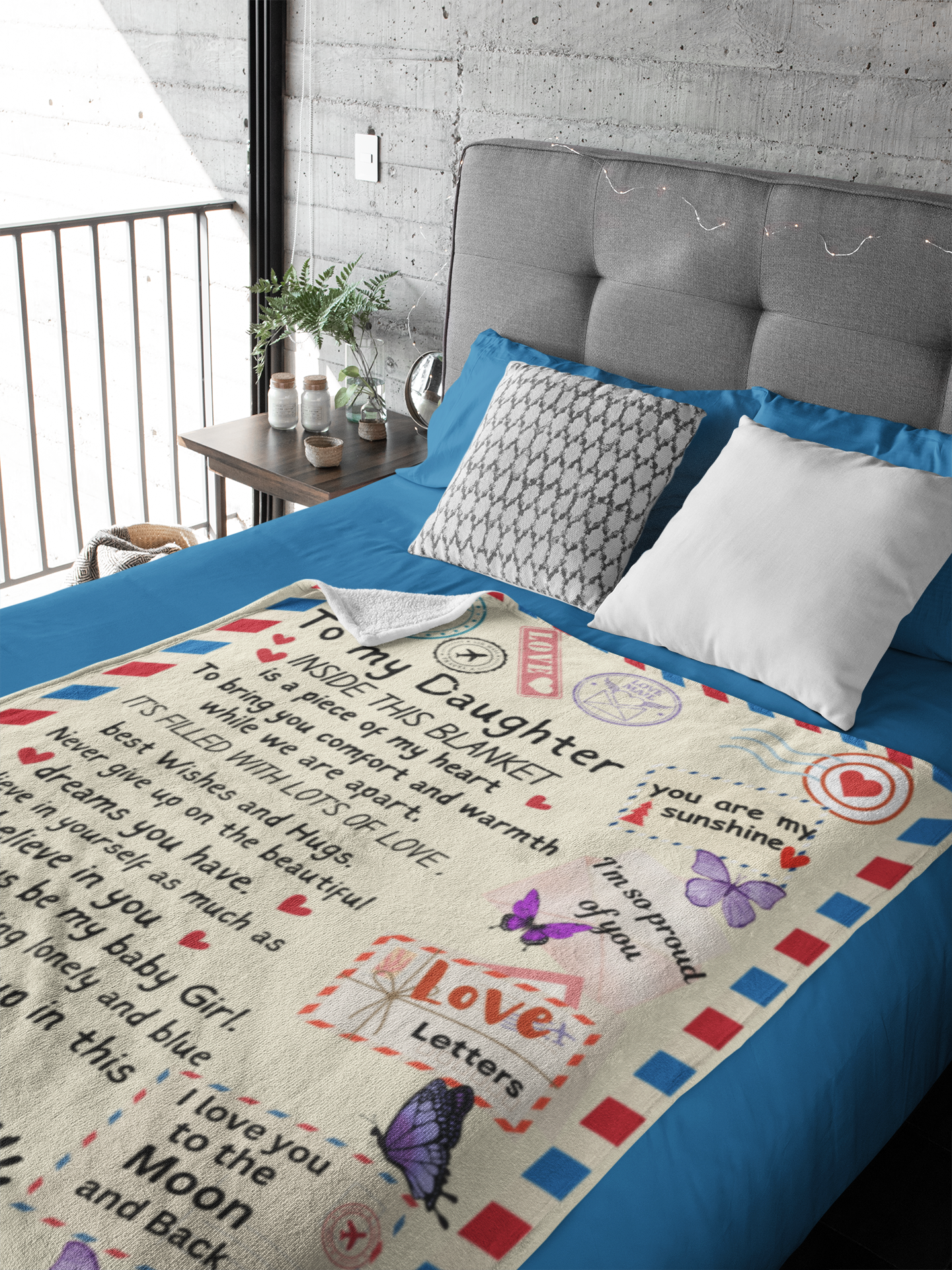 To My Daughter "I'll Be Hugging You" Fleece Blankets
