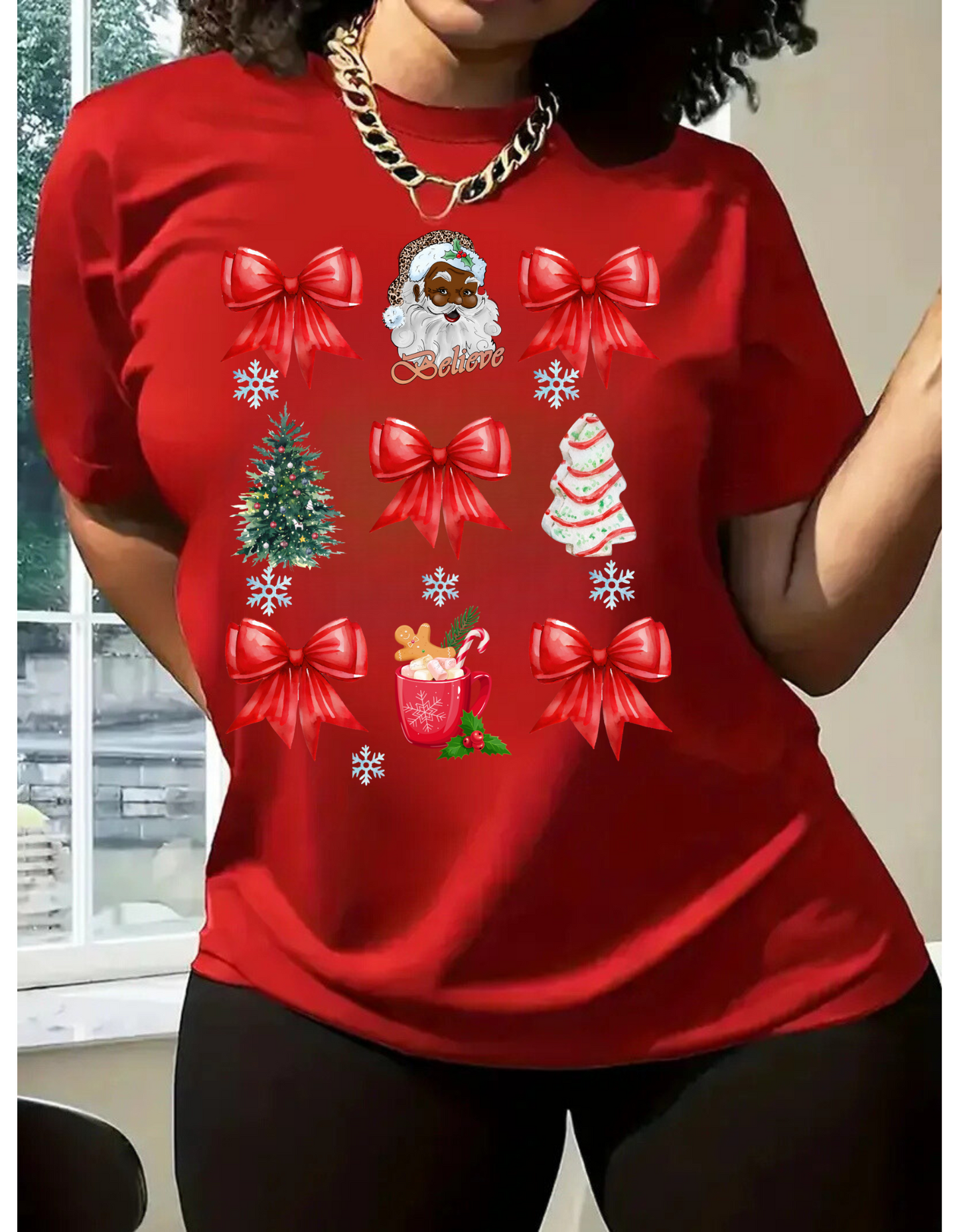 Coquette Bow Sweatshirt, Cute Red Ribbon Santa Sweatshirt!