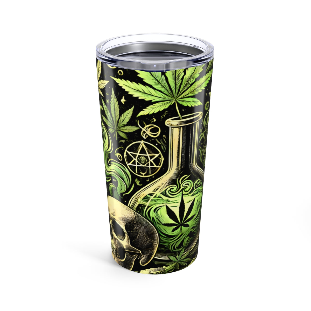 Skull & Leaf Design Stainless Steel Tumbler - 20oz